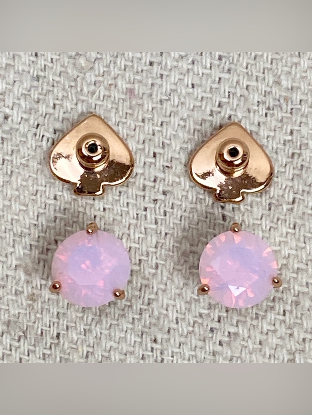 Kate spade Pink Solitaire Crystal Stud Earrings - three prong Gold Setting